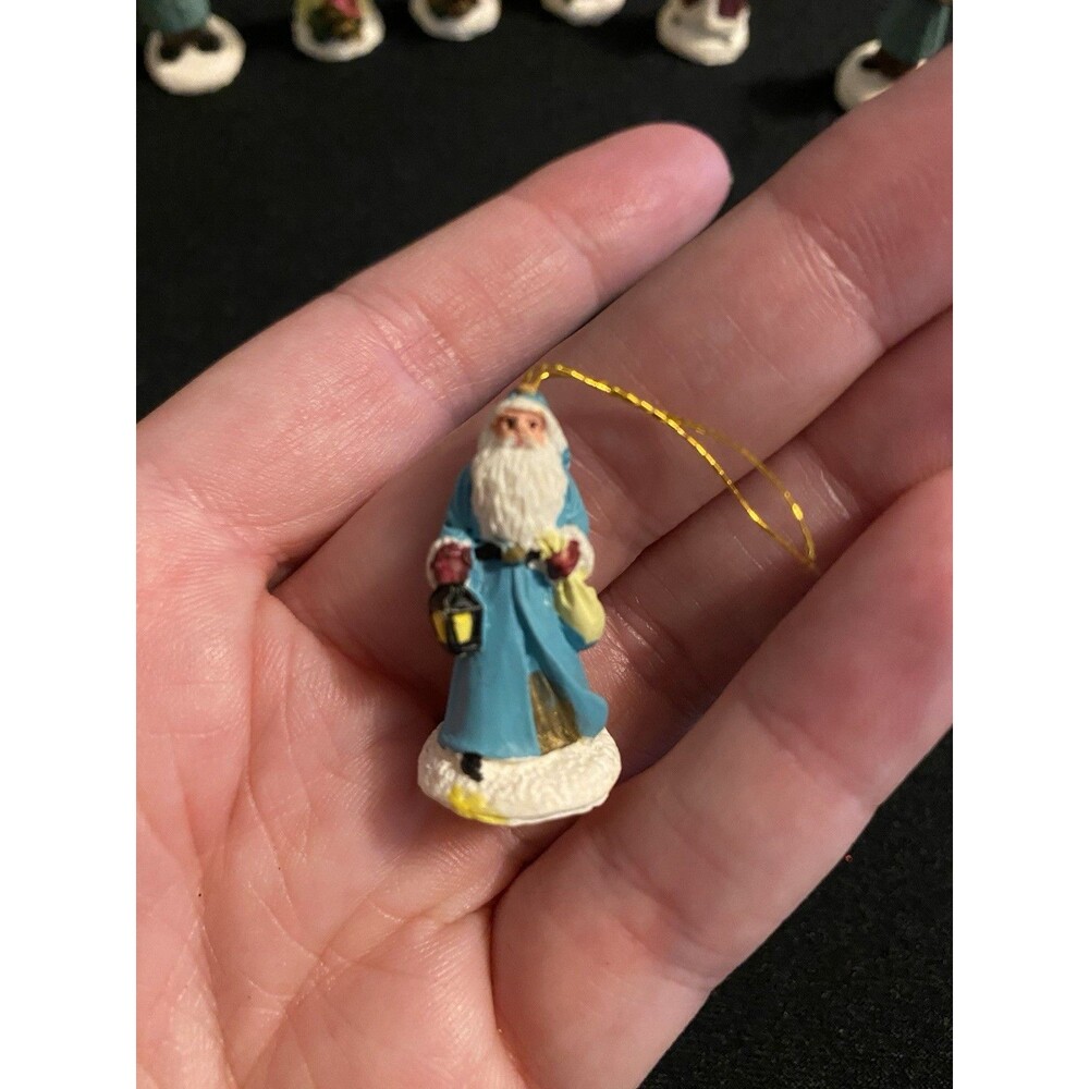 Vintage Set Of 20 Tiny Folk Art Christmas Ornaments, Santa, Sledding, People - Picture 6 of 9